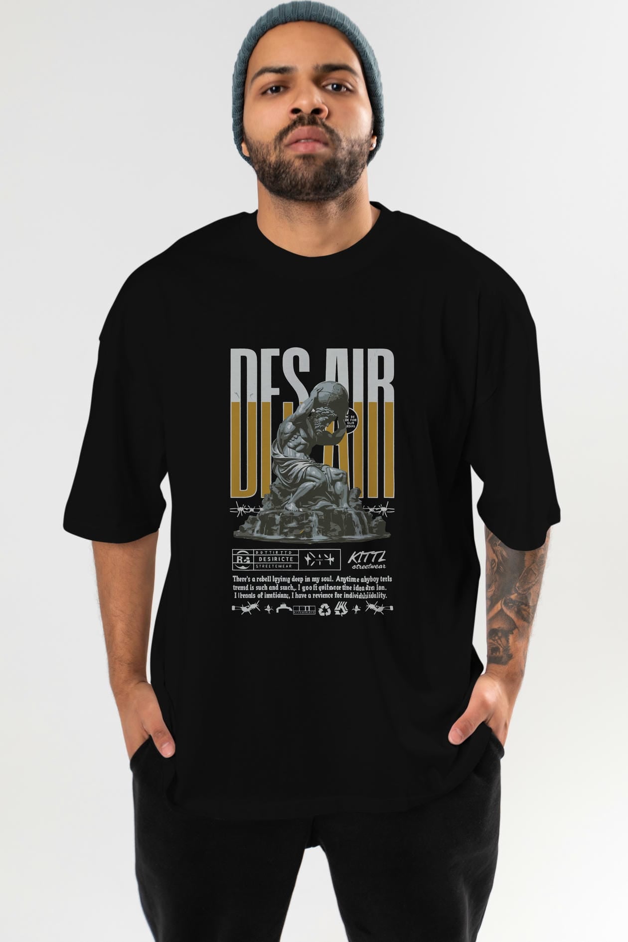 Des air ön Baskılı Oversize t-shirt Erkek Kadın %100 Pamuk Bisiklet Yaka tişort