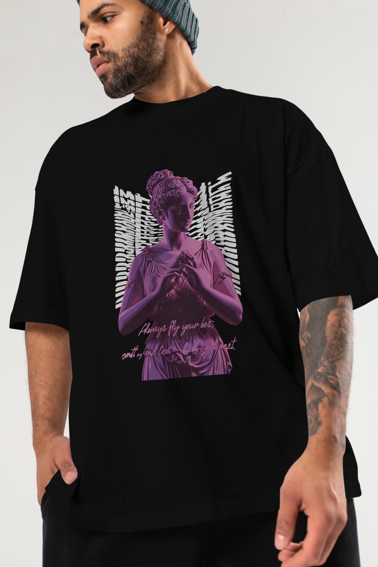 Always Fly ön Baskılı Oversize t-shirt Erkek Kadın %100 Pamuk Bisiklet Yaka tişort