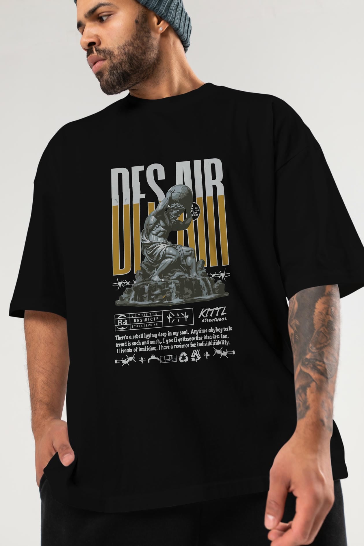 Des air ön Baskılı Oversize t-shirt Erkek Kadın %100 Pamuk Bisiklet Yaka tişort