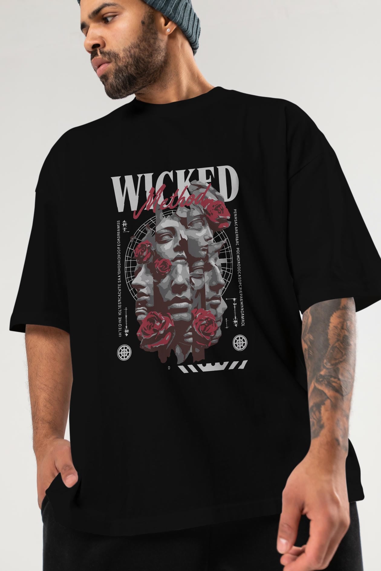 Wicked Method ön Baskılı Oversize t-shirt Erkek Kadın %100 Pamuk Bisiklet Yaka tişort