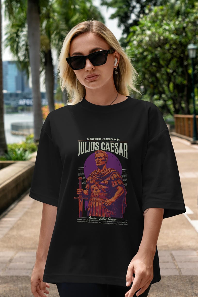 Julius Caesar ön Baskılı Oversize t-shirt Erkek Kadın %100 Pamuk Bisiklet Yaka tişort