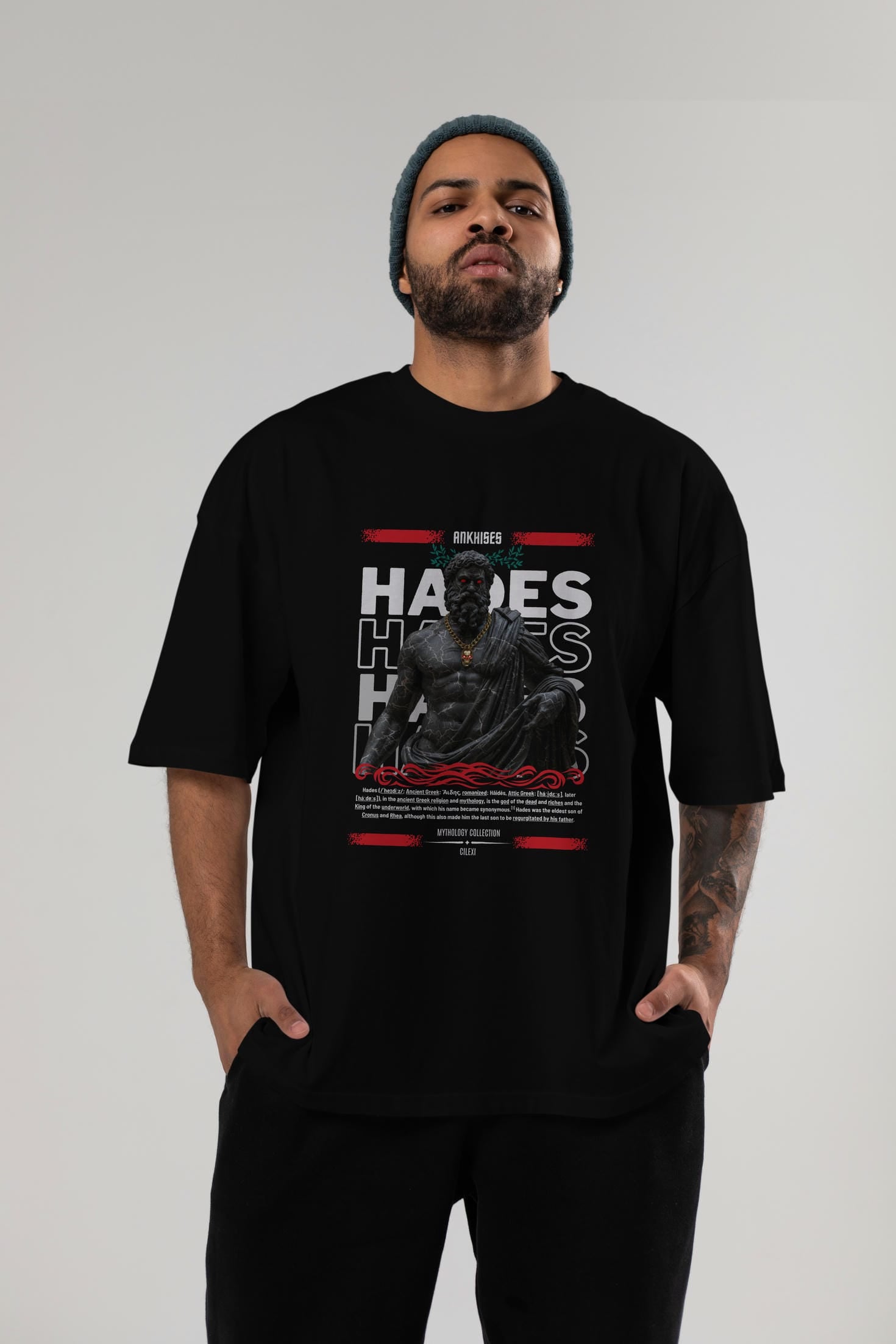 Hades 1 ön Baskılı Oversize t-shirt Erkek Kadın %100 Pamuk Bisiklet Yaka tişort