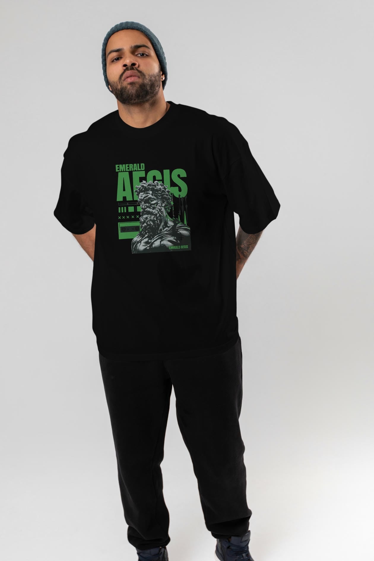 Emrald Regis ön Baskılı Oversize t-shirt Erkek Kadın %100 Pamuk Bisiklet Yaka tişort
