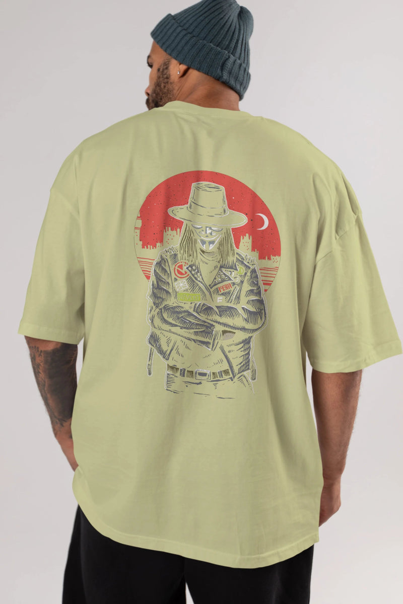vendetta Arka Baskılı Oversize t-shirt Erkek Kadın Unisex %100 Pamuk - Cilexi