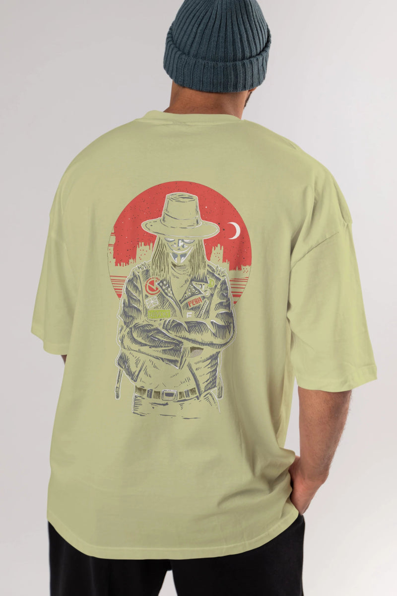 vendetta Arka Baskılı Oversize t-shirt Erkek Kadın Unisex %100 Pamuk - Cilexi