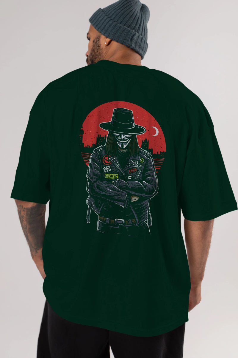 vendetta Arka Baskılı Oversize t-shirt Erkek Kadın Unisex %100 Pamuk - Cilexi