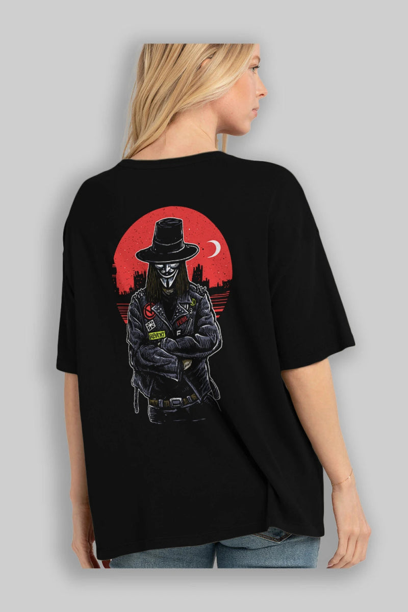 vendetta Arka Baskılı Oversize t-shirt Erkek Kadın Unisex %100 Pamuk - Cilexi