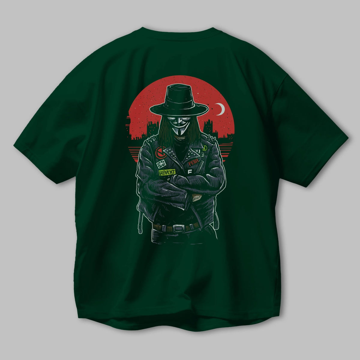 vendetta Arka Baskılı Oversize t-shirt Erkek Kadın Unisex %100 Pamuk - Cilexi