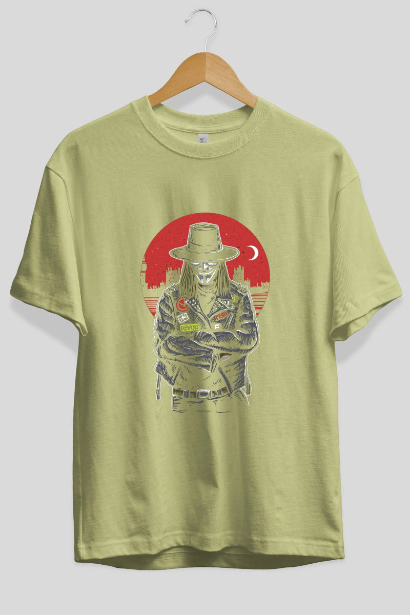 vendetta Ön Baskılı Oversize t-shirt Erkek Kadın Unisex %100 Pamuk tişort - Cilexi