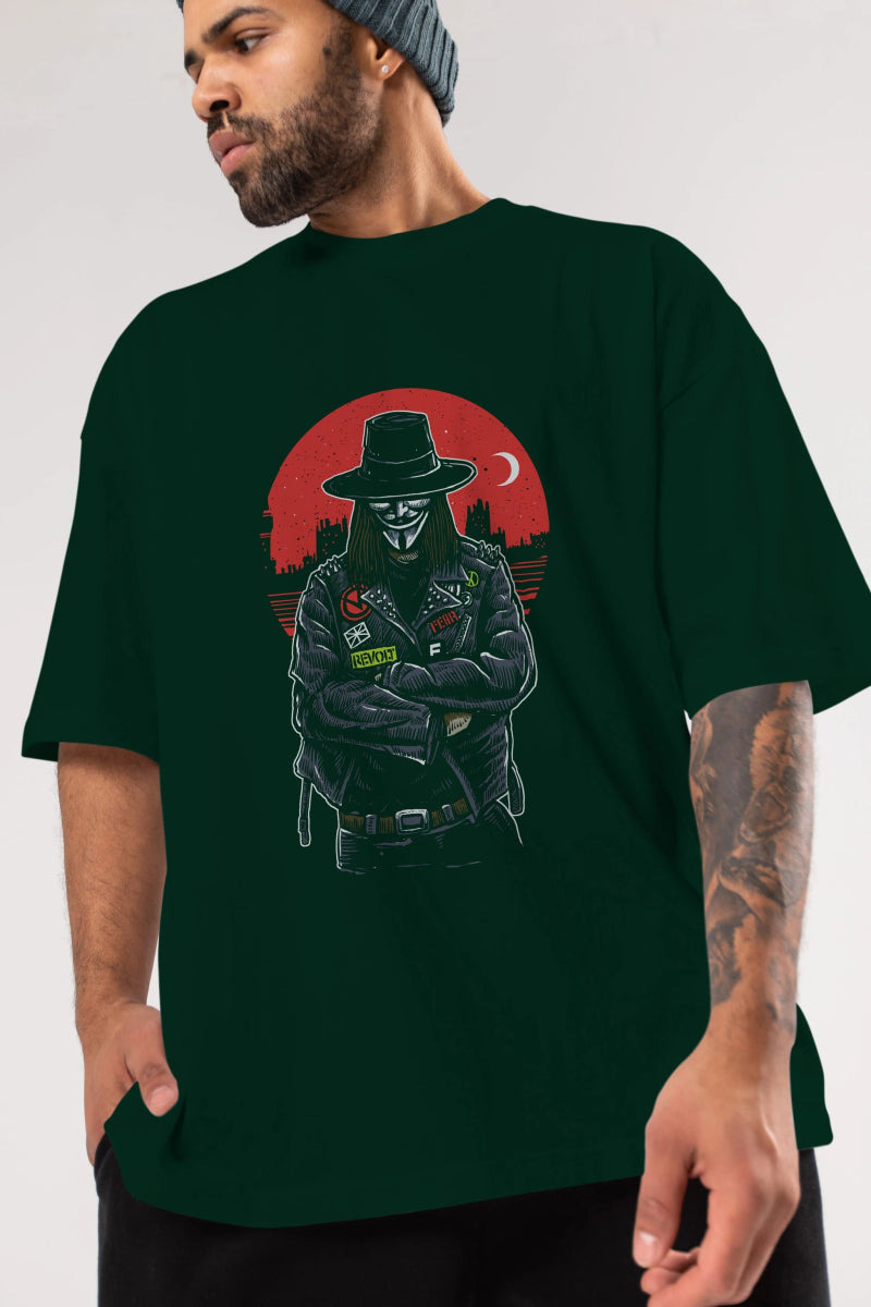 vendetta Ön Baskılı Oversize t-shirt Erkek Kadın Unisex %100 Pamuk tişort - Cilexi