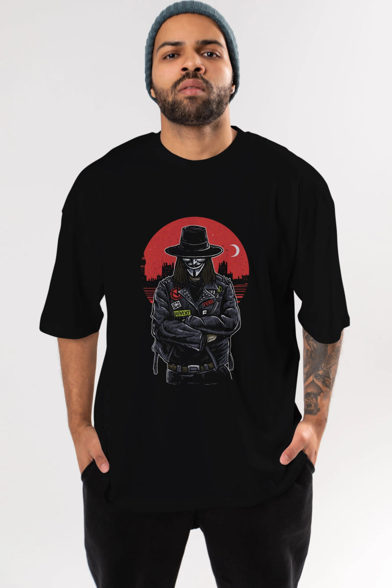 vendetta Ön Baskılı Oversize t-shirt Erkek Kadın Unisex %100 Pamuk tişort - Cilexi