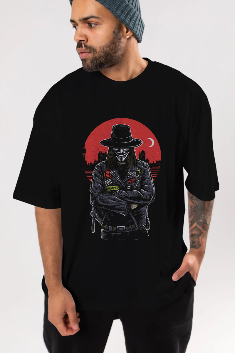 vendetta Ön Baskılı Oversize t-shirt Erkek Kadın Unisex %100 Pamuk tişort - Cilexi