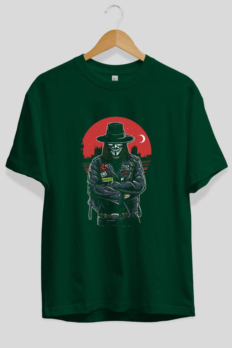 vendetta Ön Baskılı Oversize t-shirt Erkek Kadın Unisex %100 Pamuk tişort - Cilexi