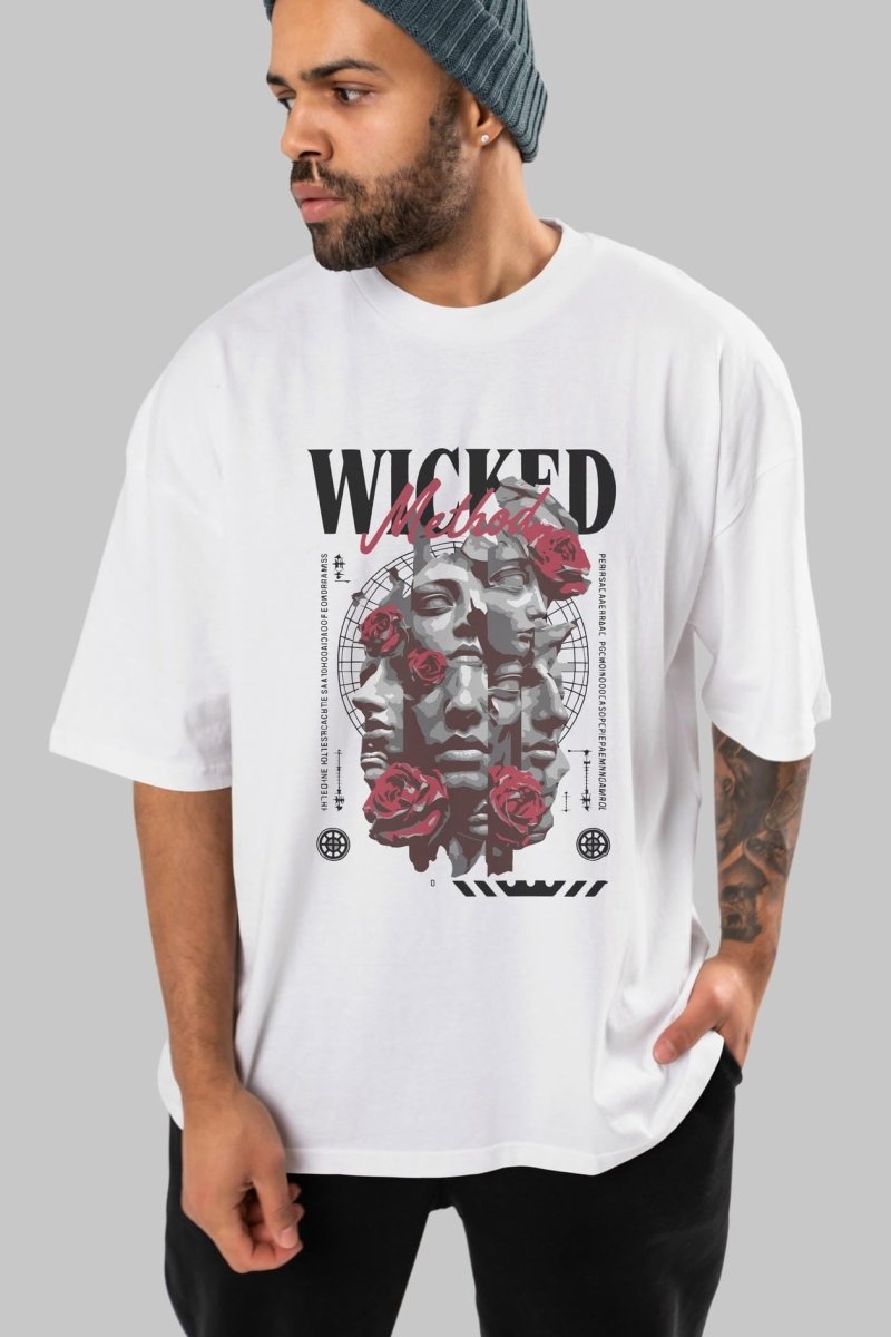 Wicked Method ön Baskılı Oversize t-shirt Erkek Kadın %100 Pamuk Bisiklet Yaka tişort - Cilexi