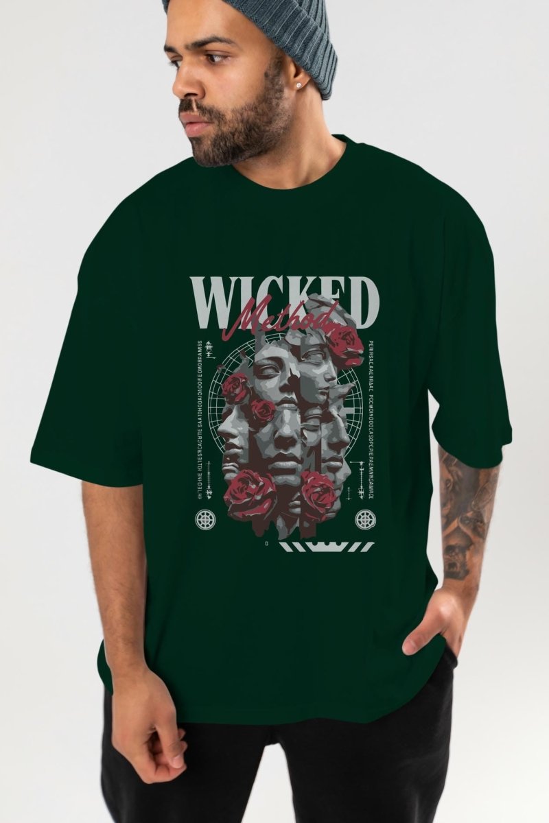 Wicked Method ön Baskılı Oversize t-shirt Erkek Kadın %100 Pamuk Bisiklet Yaka tişort - Cilexi