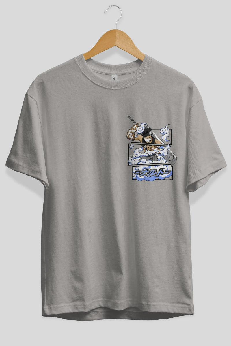 zabuza momochi Ön Sol Baskılı Oversize t-shirt Erkek Kadın Unisex %100 Pamuk Bisiklet Yaka tişort - Cilexi