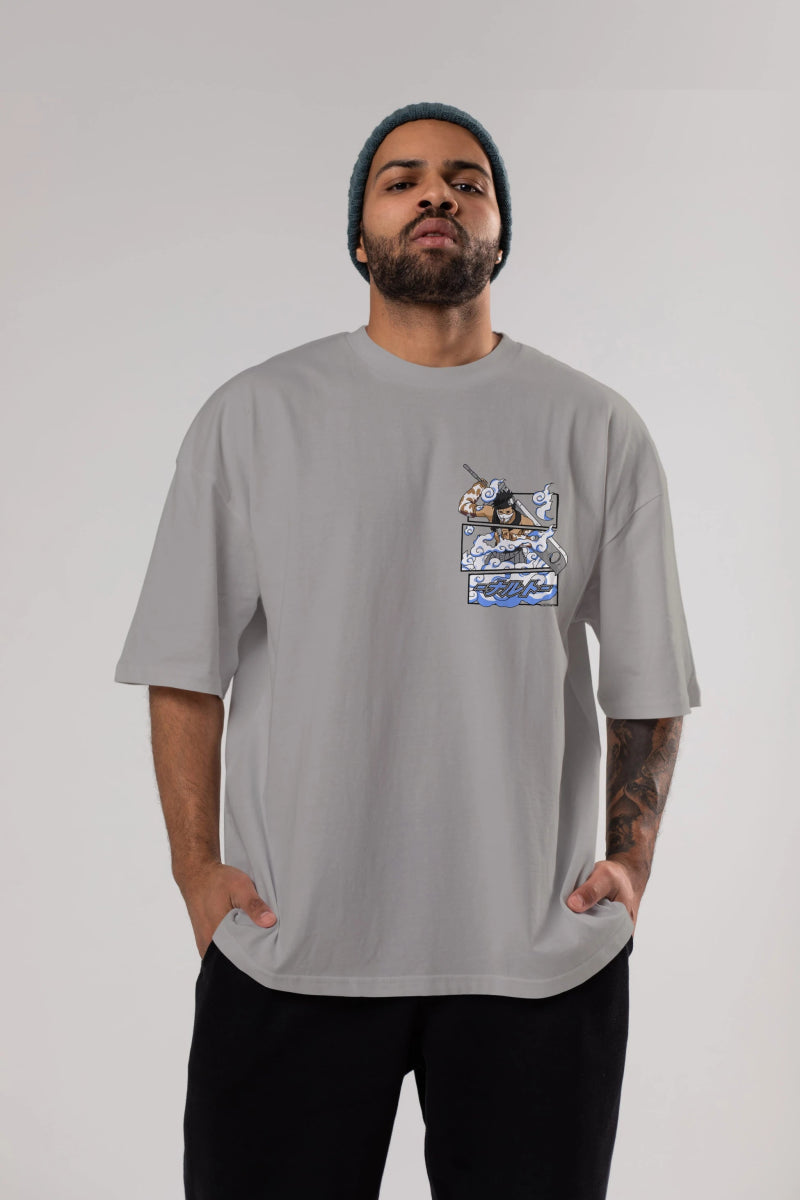 zabuza momochi Ön Sol Baskılı Oversize t-shirt Erkek Kadın Unisex %100 Pamuk Bisiklet Yaka tişort - Cilexi