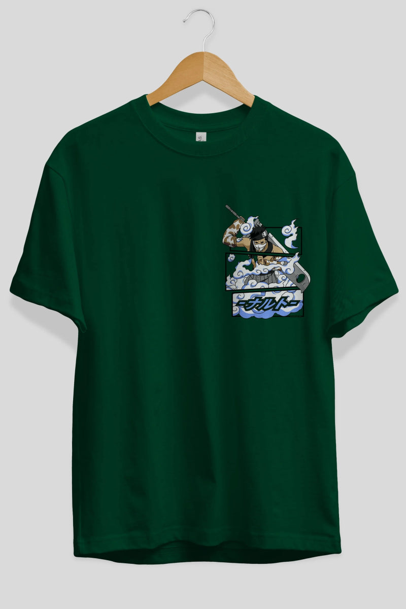 zabuza momochi Ön Sol Baskılı Oversize t-shirt Erkek Kadın Unisex %100 Pamuk Bisiklet Yaka tişort - Cilexi