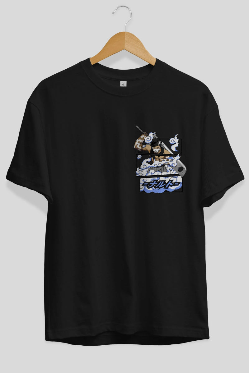 zabuza momochi Ön Sol Baskılı Oversize t-shirt Erkek Kadın Unisex %100 Pamuk Bisiklet Yaka tişort - Cilexi