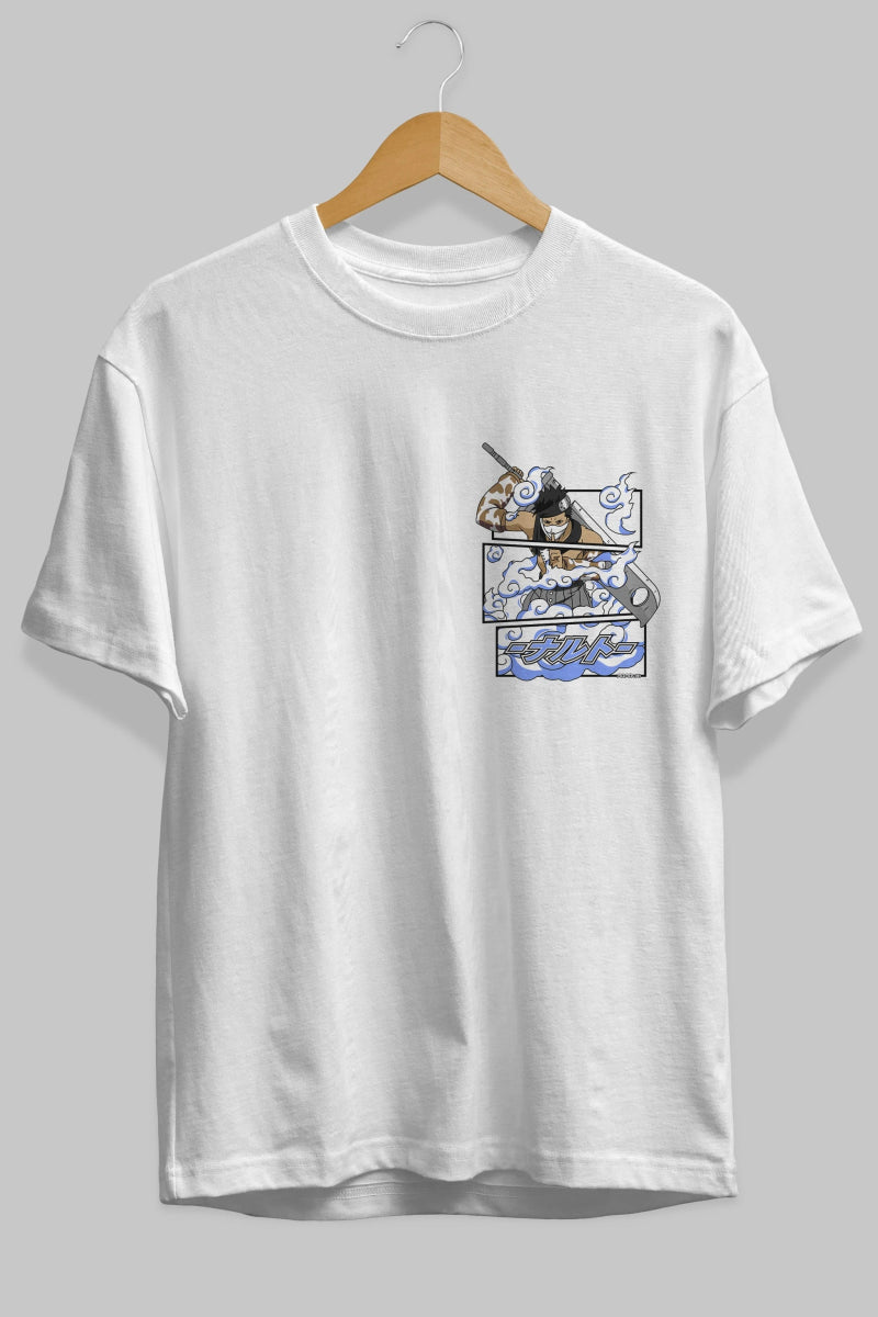 zabuza momochi Ön Sol Baskılı Oversize t-shirt Erkek Kadın Unisex %100 Pamuk Bisiklet Yaka tişort - Cilexi