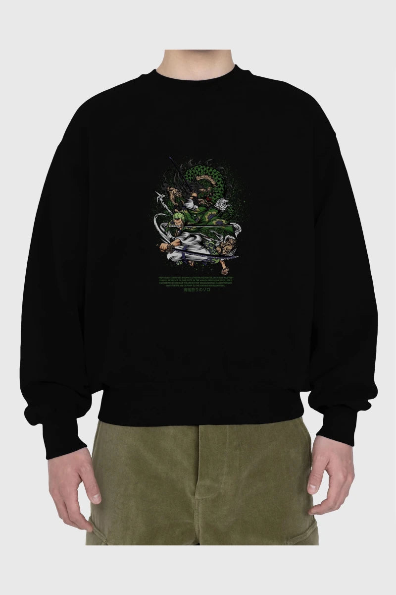 Zoro Anime Ön Baskılı Oversize Sweatshirt Erkek Kadın Unisex - Cilexi