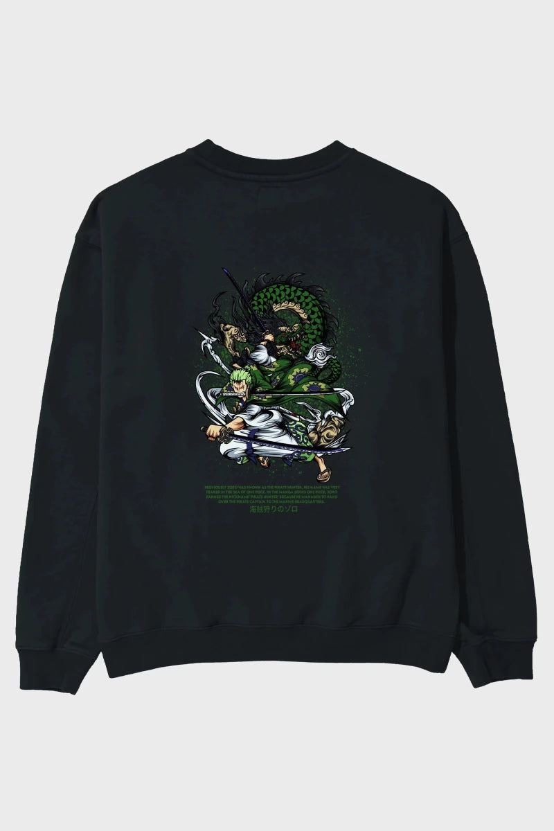 Zoro - ONE PIECE Anime Arka Baskılı Oversize Sweatshirt Erkek Kadın Unisex - Cilexi