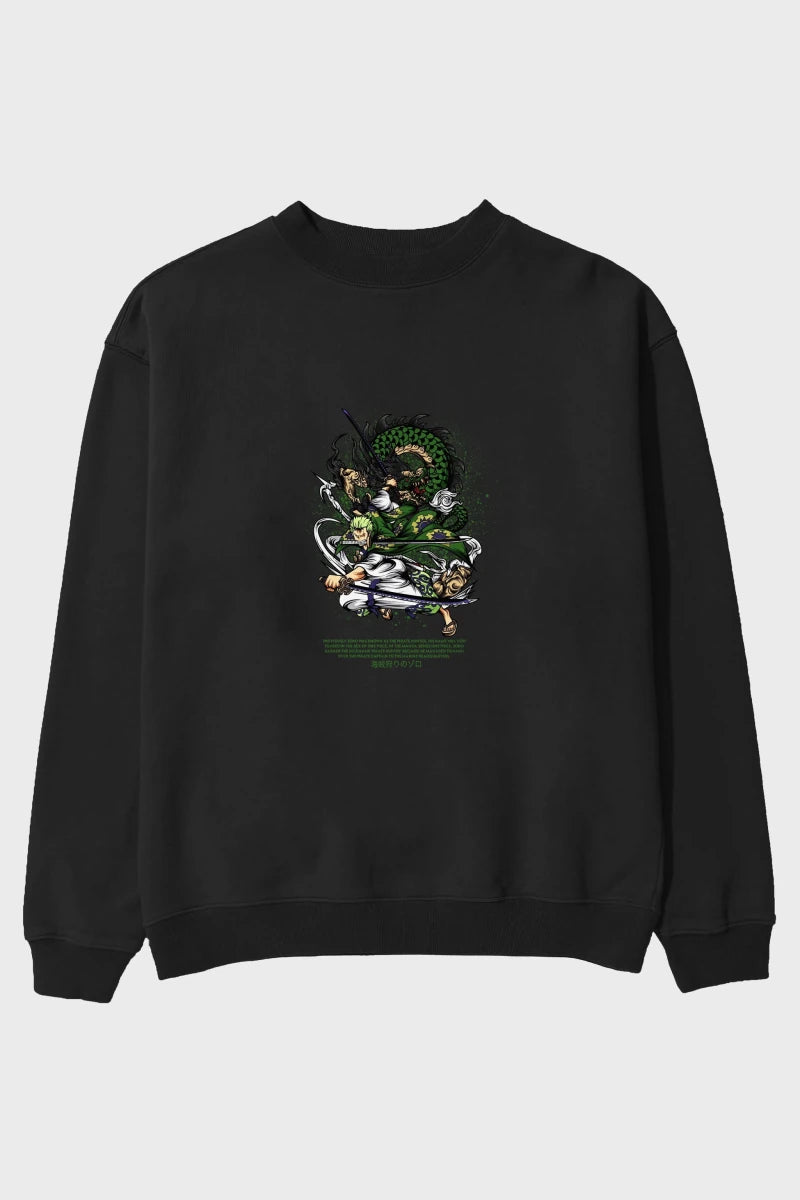 Zoro - ONE PIECE Anime Ön Baskılı Oversize Sweatshirt Erkek Kadın Unisex - Cilexi