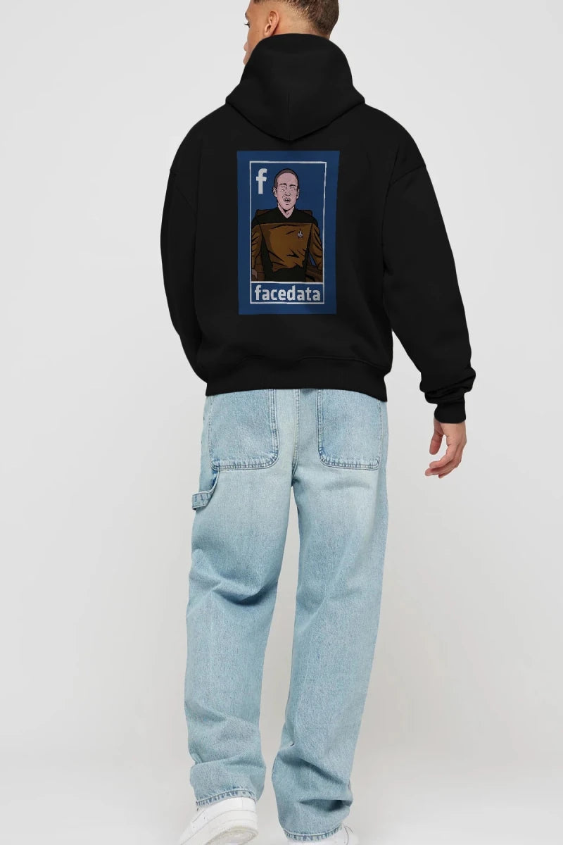 Zukerberg Data Arka Baskılı Hoodie Oversize Kapüşonlu Sweatshirt Erkek Kadın Unisex - Cilexi