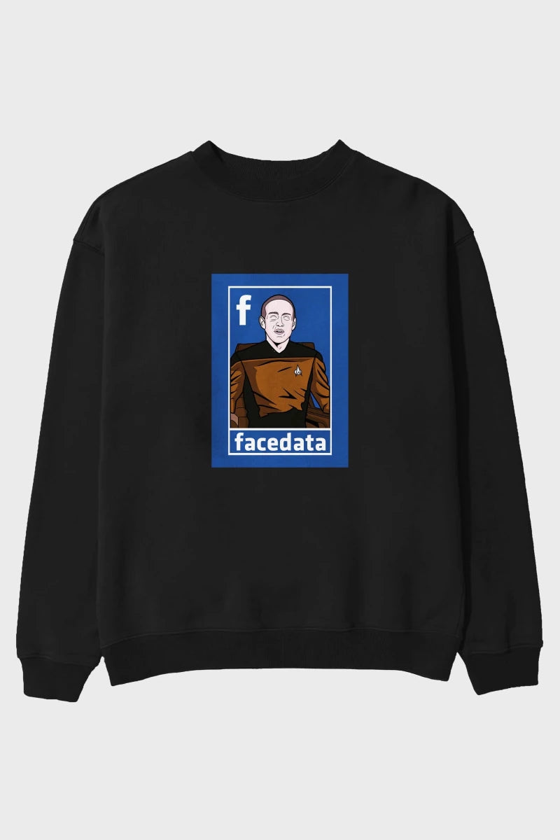 Zukerberg Data Ön Baskılı Oversize Sweatshirt Erkek Kadın Unisex - Cilexi