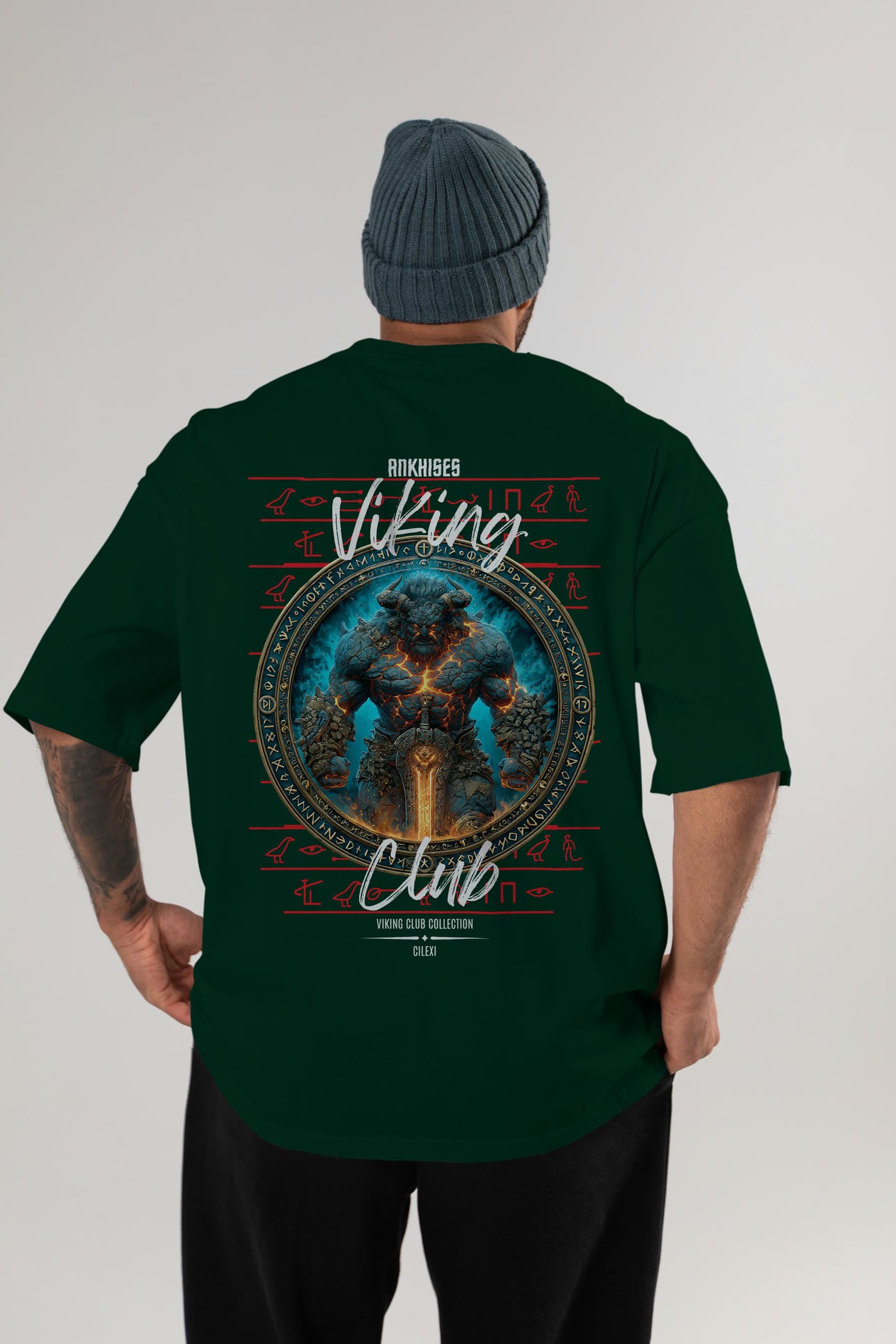 Surtr Arka Baskılı Oversize t-shirt Erkek Kadın %100 Pamuk Bisiklet Yaka tişort
