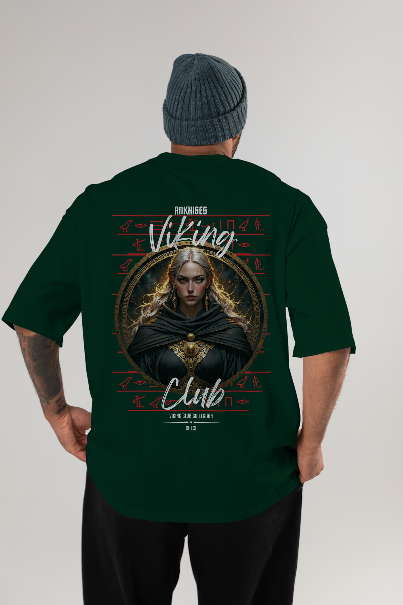 Viking Mitolojisi Serisi 4 Arka Baskılı Oversize t-shirt Erkek Kadın %100 Pamuk Bisiklet Yaka tişort