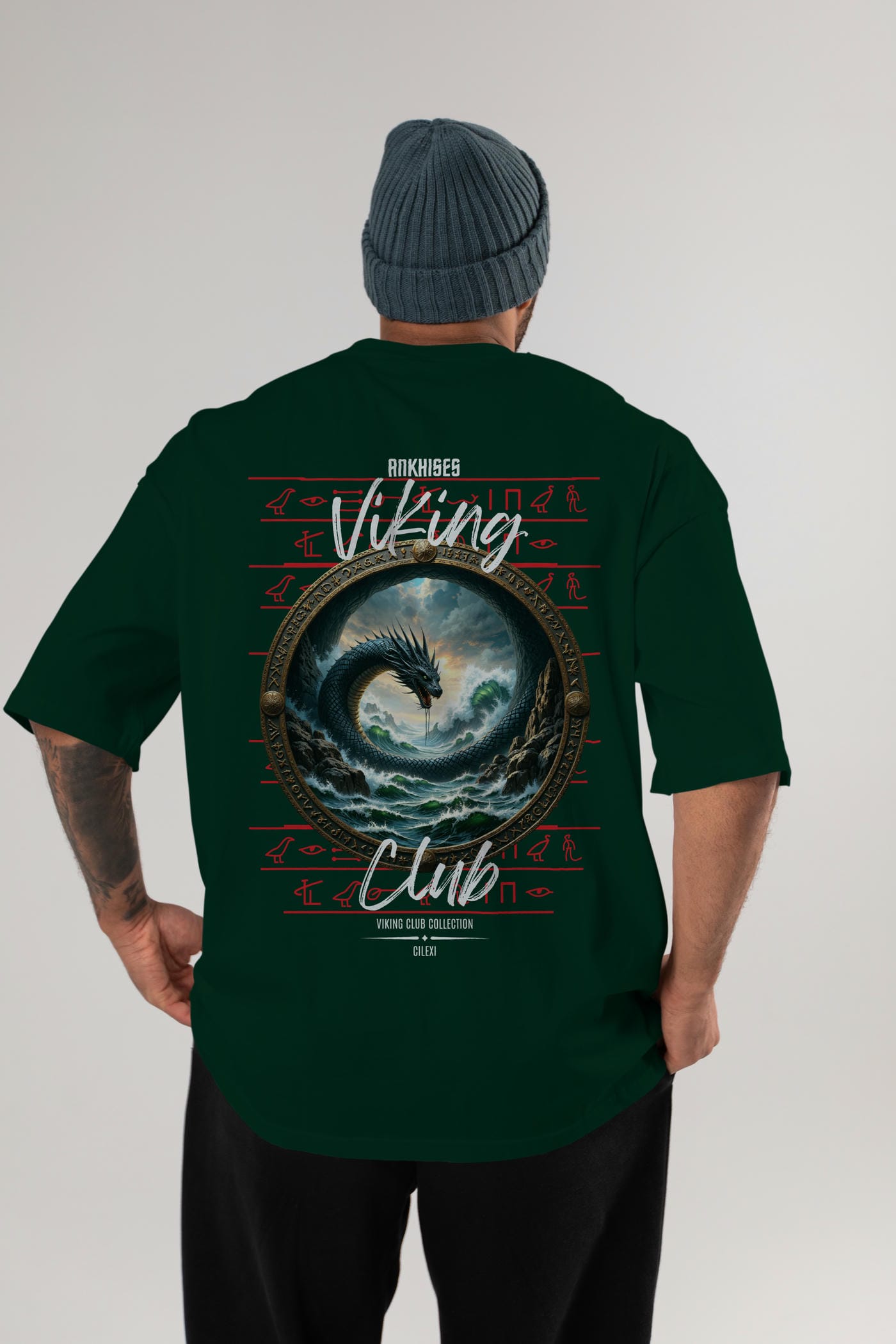 Viking Mitolojisi Serisi 26 Arka Baskılı Oversize t-shirt Erkek Kadın %100 Pamuk Bisiklet Yaka tişort