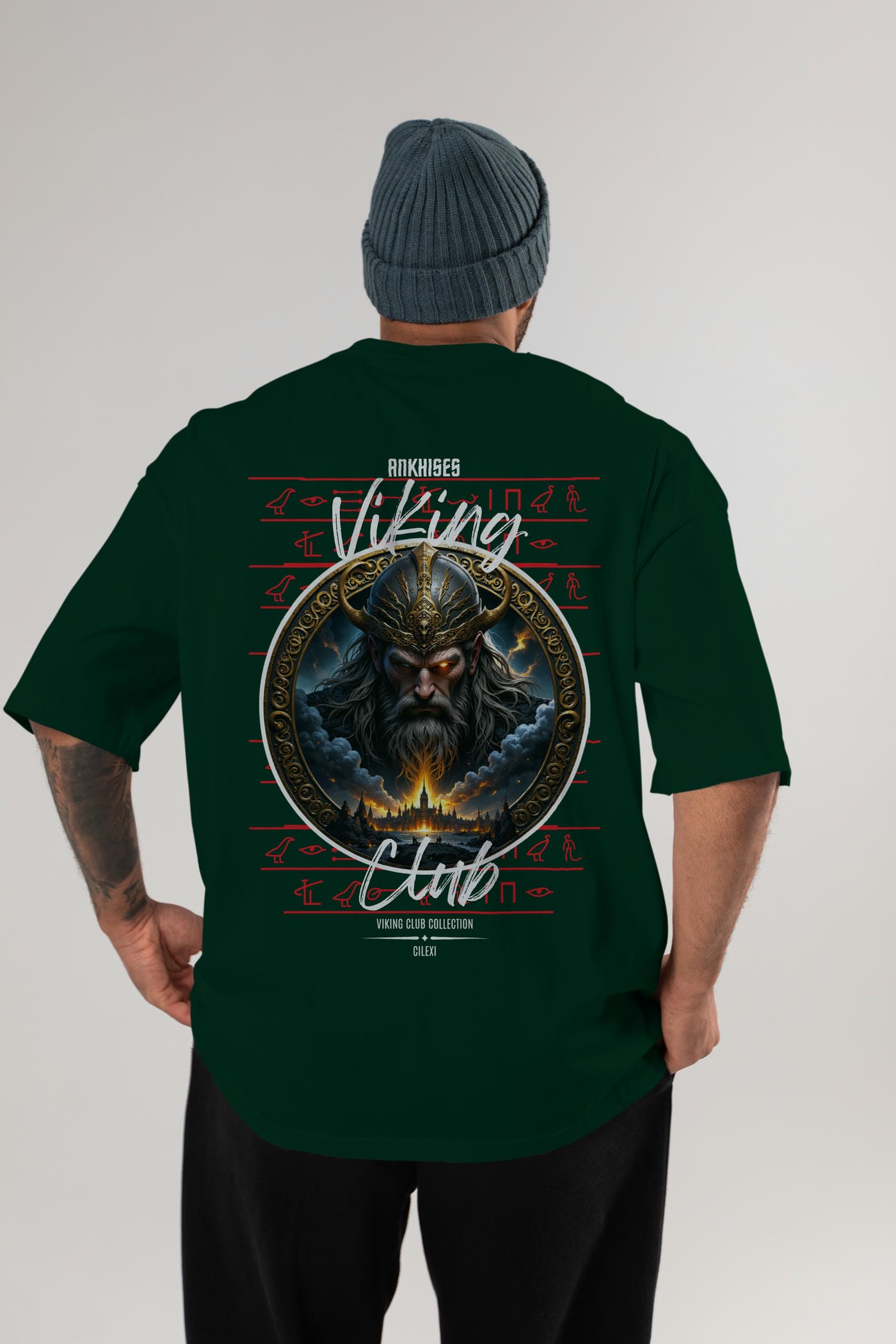 Odin 2 Arka Baskılı Oversize t-shirt Erkek Kadın %100 Pamuk Bisiklet Yaka tişort