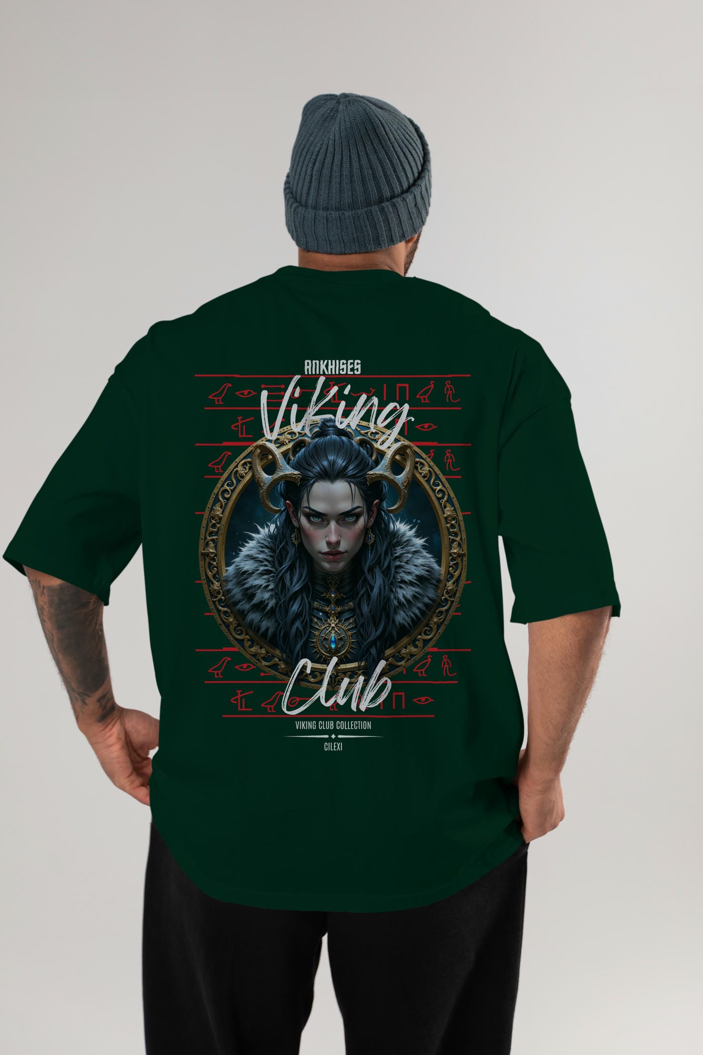 Viking Mitolojisi Serisi 18 Arka Baskılı Oversize t-shirt Erkek Kadın %100 Pamuk Bisiklet Yaka tişort