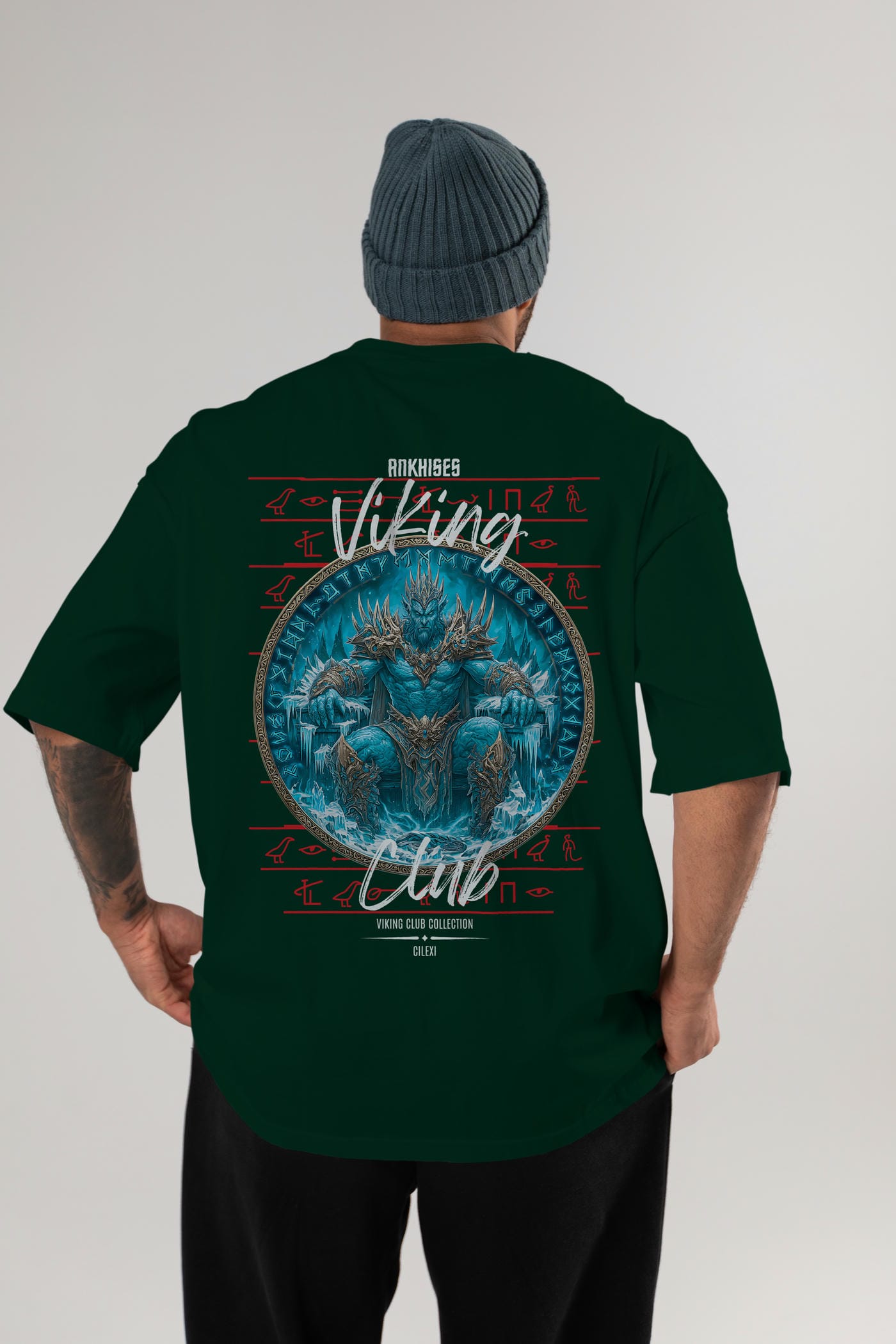Thrym Arka Baskılı Oversize t-shirt Erkek Kadın %100 Pamuk Bisiklet Yaka tişort