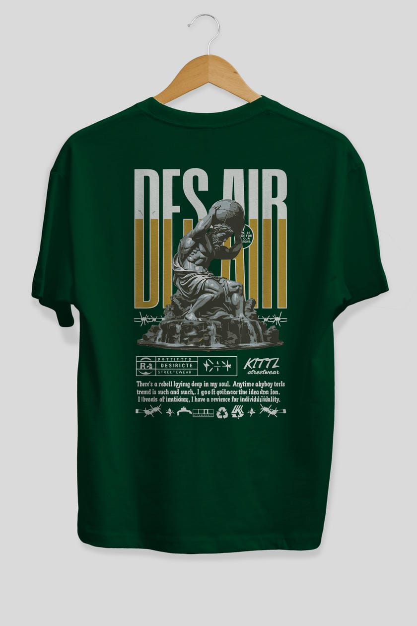 Des air Arka Baskılı Oversize t-shirt Erkek Kadın %100 Pamuk Bisiklet Yaka tişort