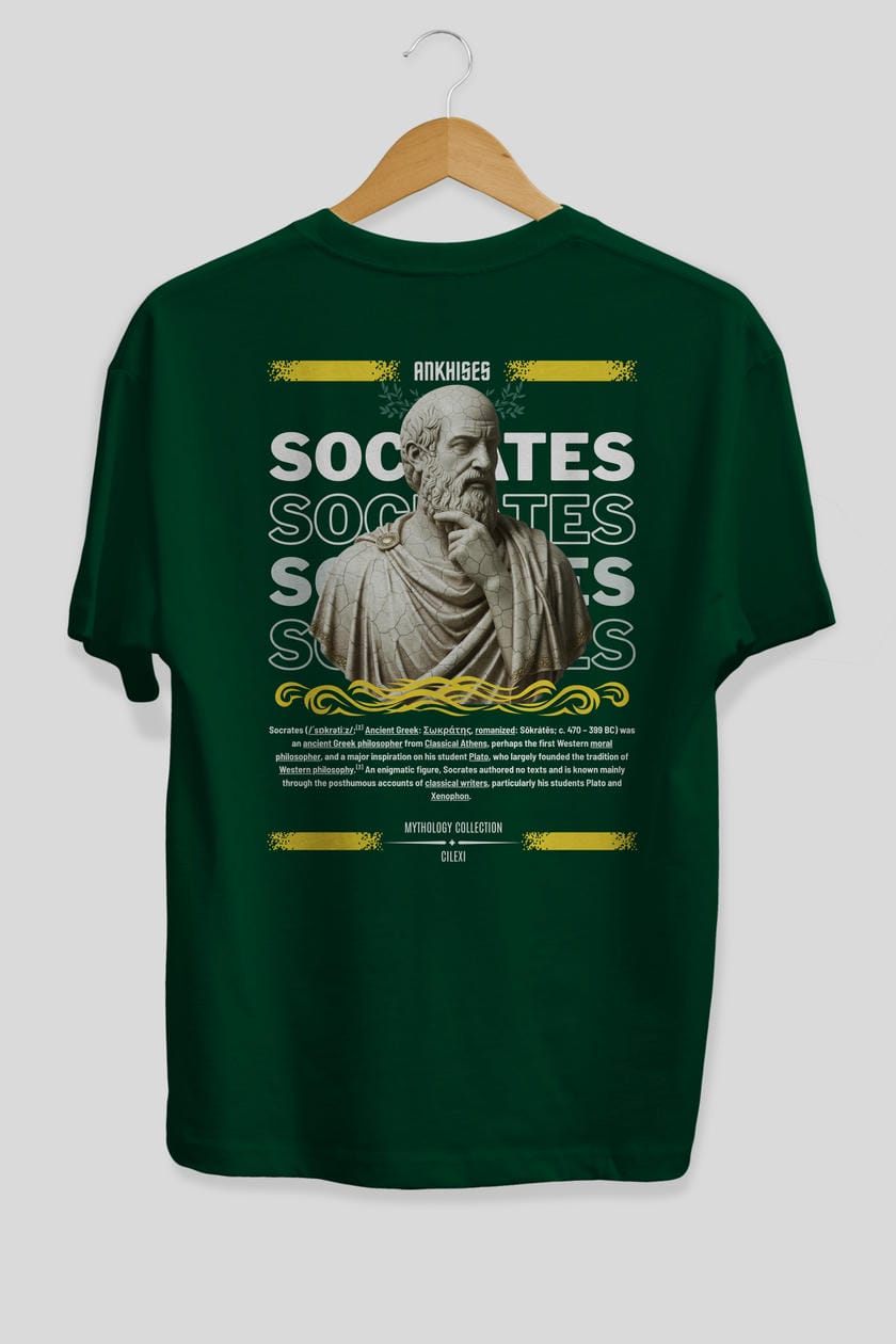 Socrates Arka Baskılı Oversize t-shirt Erkek Kadın %100 Pamuk Bisiklet Yaka tişort