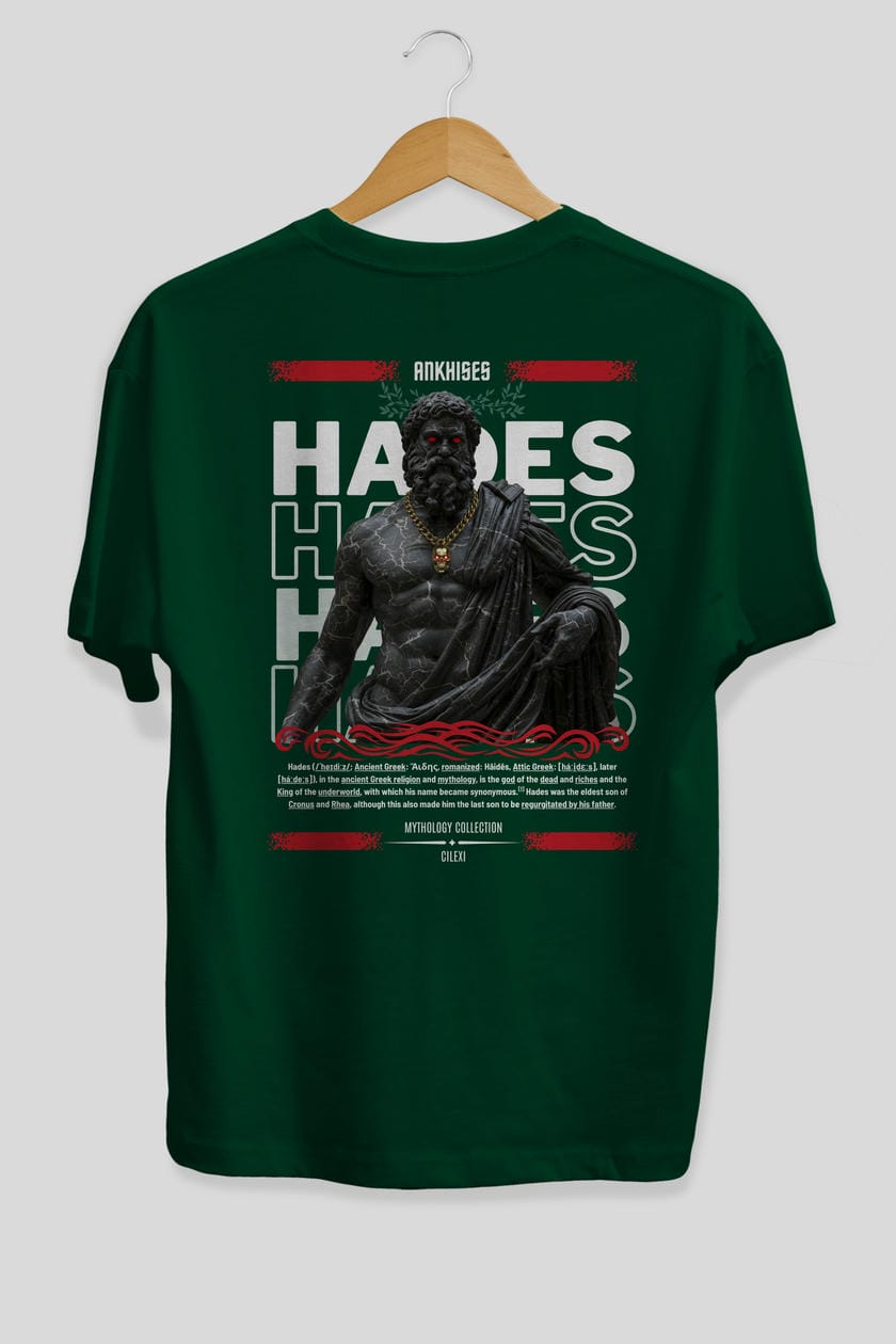 Hades 1 Arka Baskılı Oversize t-shirt Erkek Kadın %100 Pamuk Bisiklet Yaka tişort