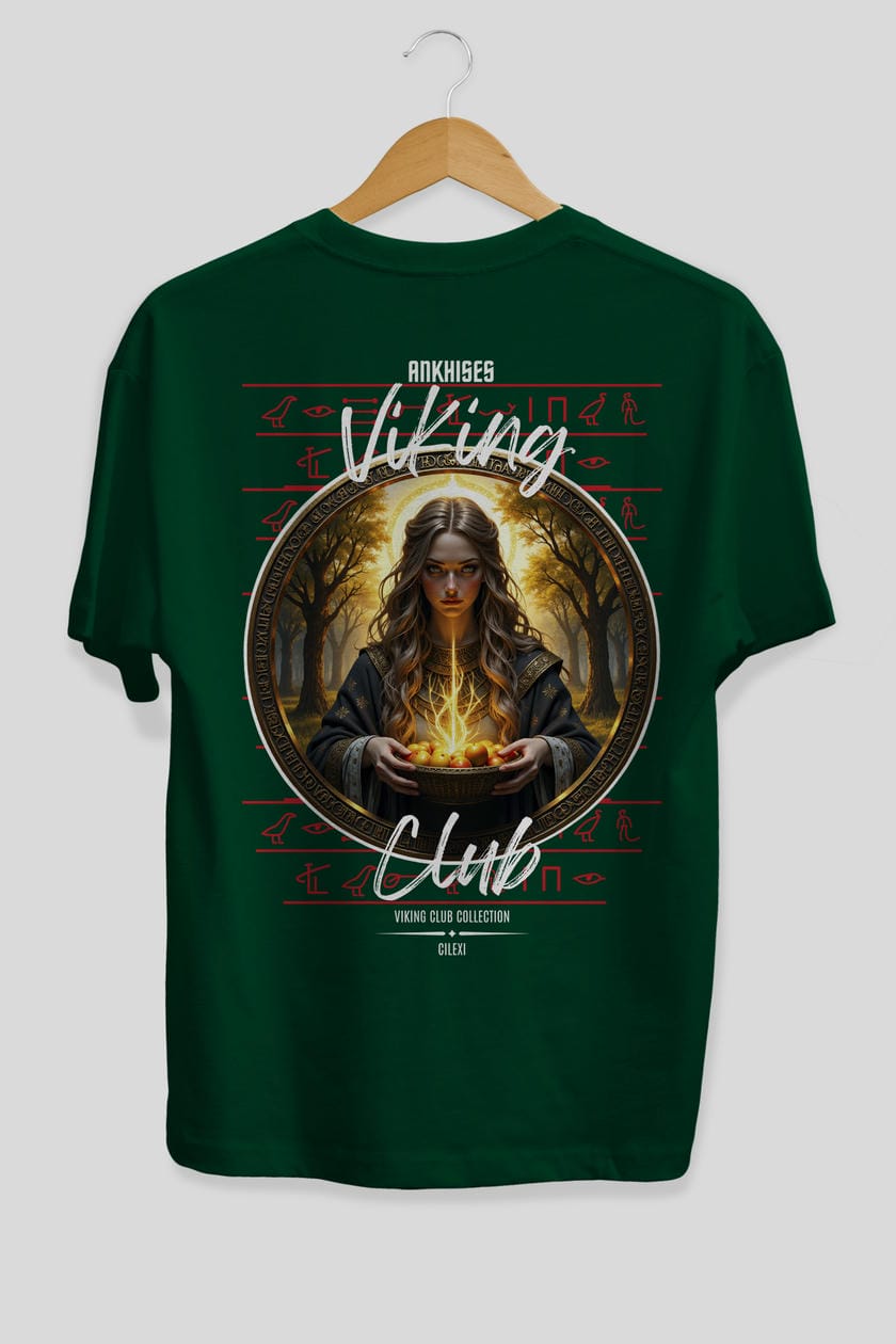 Viking Mitolojisi Serisi 17 Arka Baskılı Oversize t-shirt Erkek Kadın %100 Pamuk Bisiklet Yaka tişort