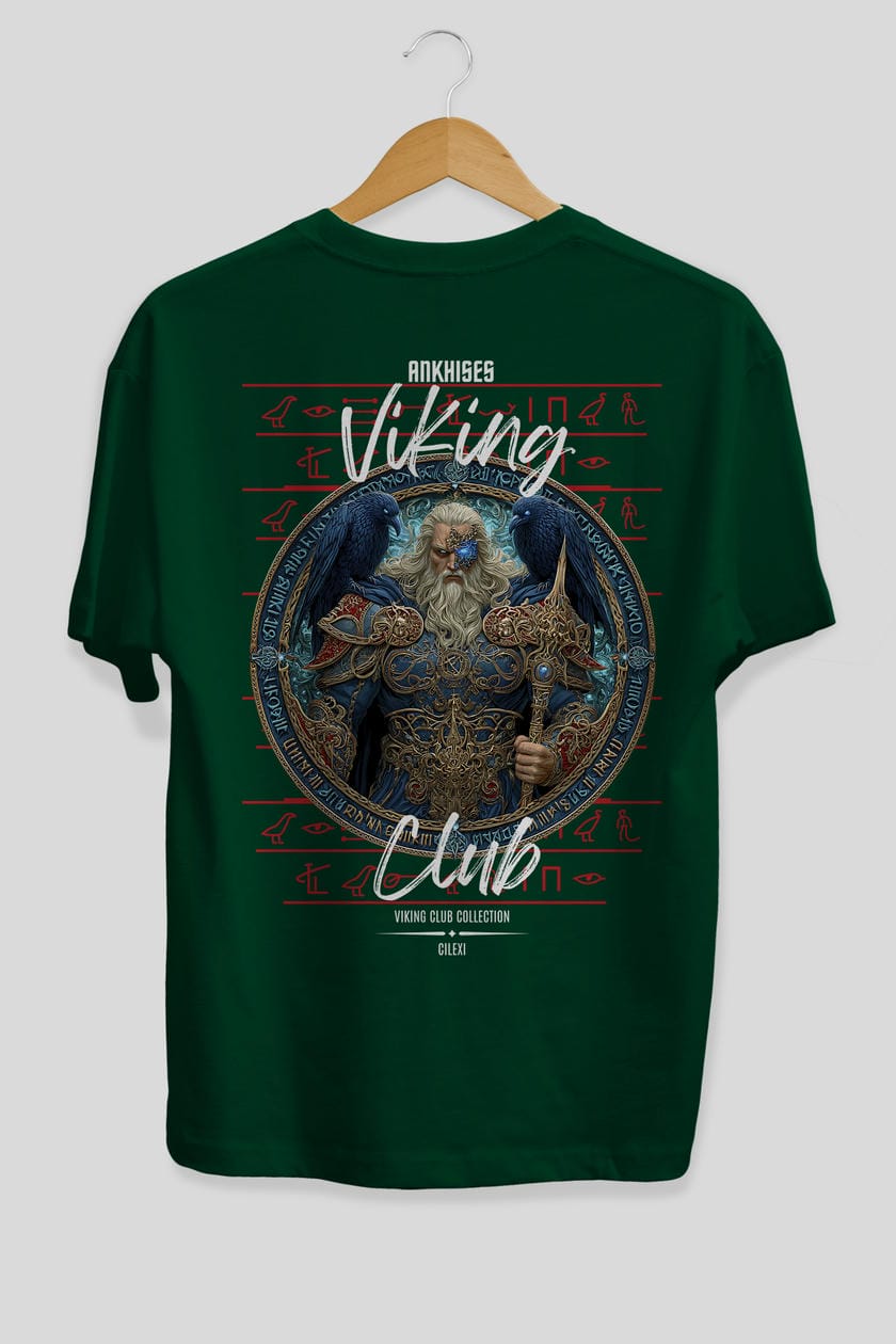 Odin Arka Baskılı Oversize t-shirt Erkek Kadın %100 Pamuk Bisiklet Yaka tişort