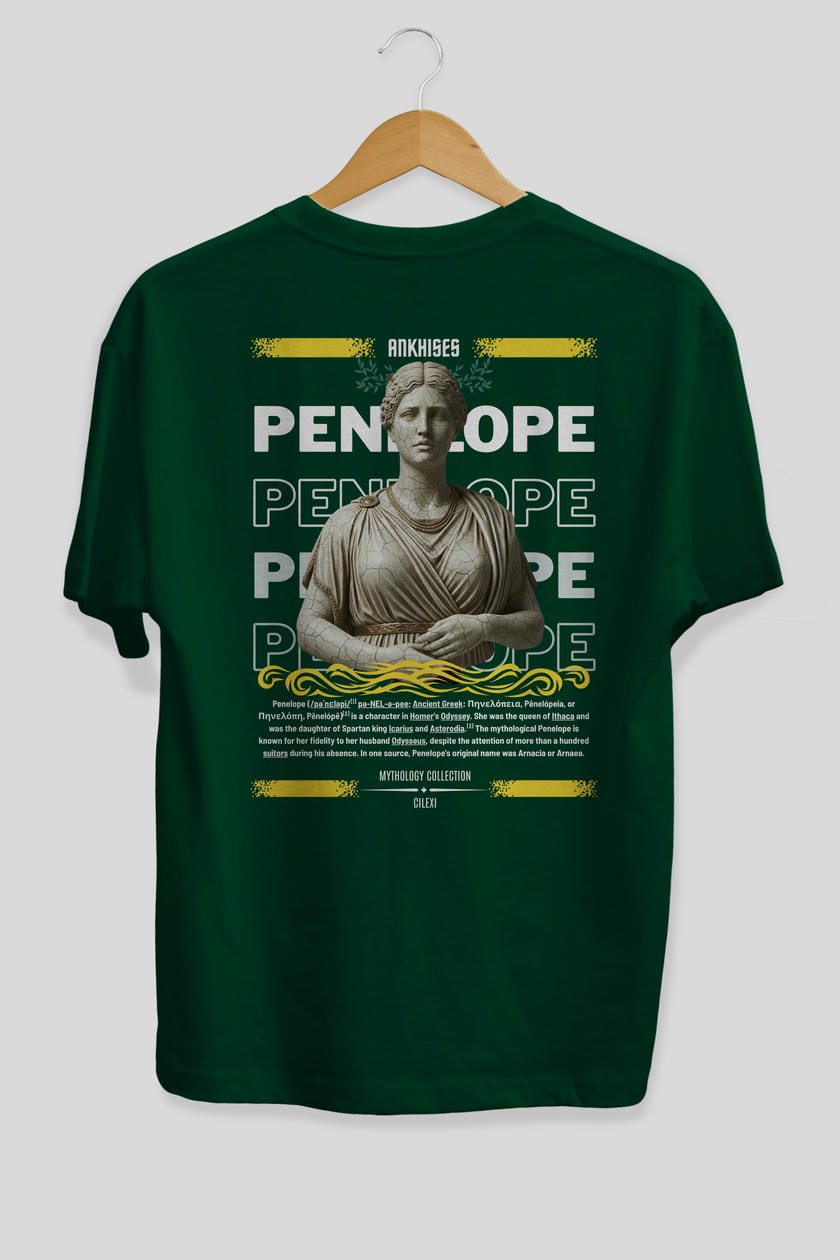 Penelope 1 Arka Baskılı Oversize t-shirt Erkek Kadın %100 Pamuk Bisiklet Yaka tişort