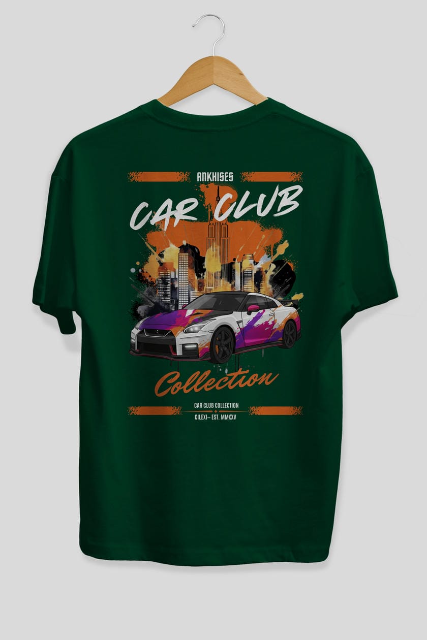 Araba Club Serisi 32 Baskılı Oversize t-shirt Erkek Kadın %100 Pamuk Bisiklet Yaka tişort