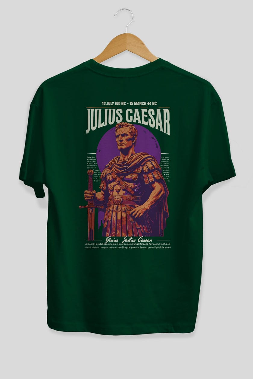 Julius Caesar Arka Baskılı Oversize t-shirt Erkek Kadın %100 Pamuk Bisiklet Yaka tişort