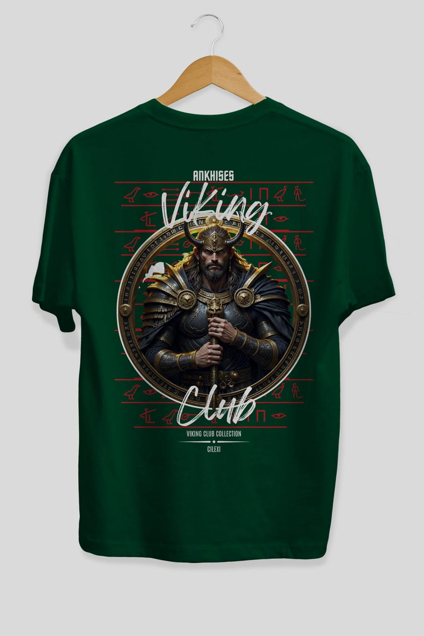 Viking Mitolojisi Serisi 8 Arka Baskılı Oversize t-shirt Erkek Kadın %100 Pamuk Bisiklet Yaka tişort