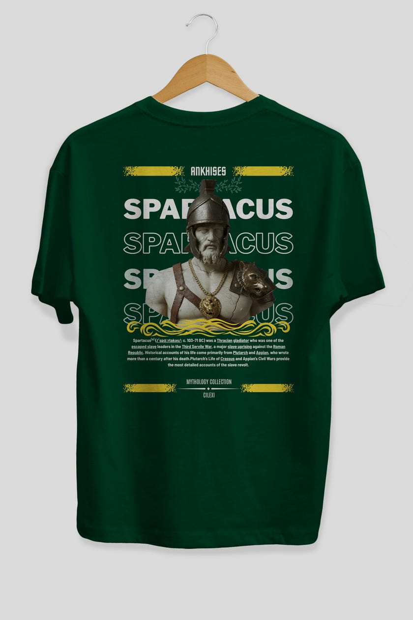 Spartacus 2 Arka Baskılı Oversize t-shirt Erkek Kadın %100 Pamuk Bisiklet Yaka tişort