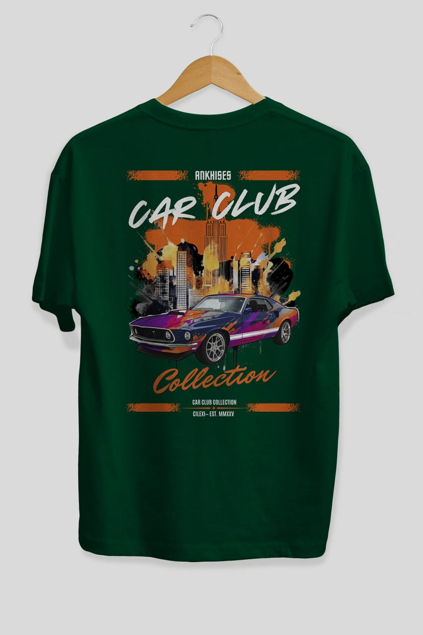 Araba Club Serisi 23 Baskılı Oversize t-shirt Erkek Kadın %100 Pamuk Bisiklet Yaka tişort