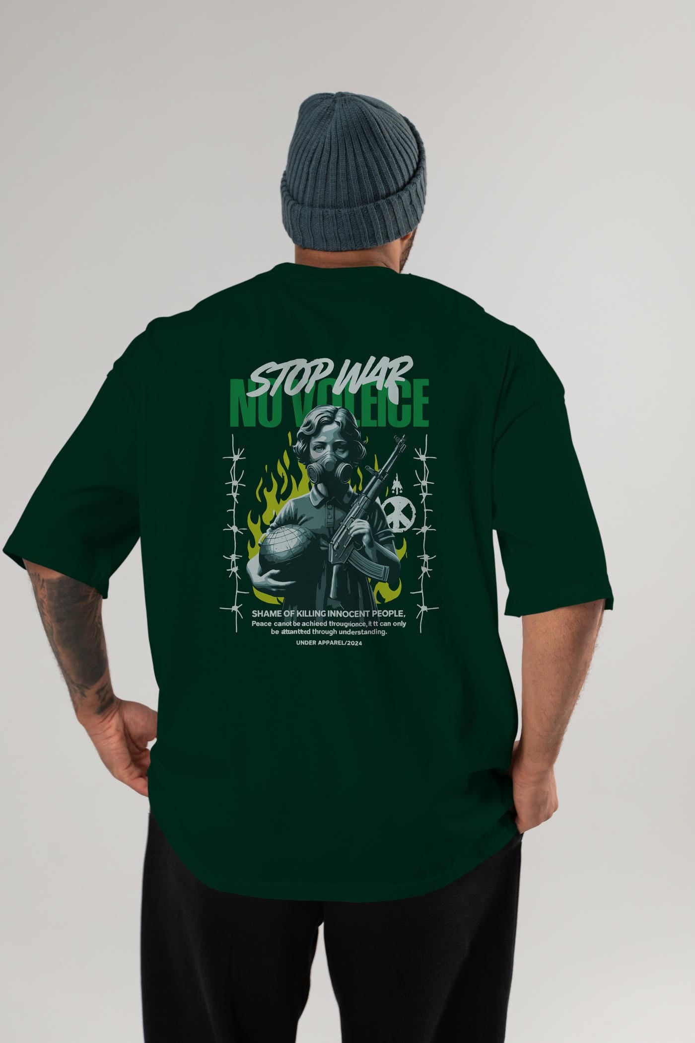 Stop War Arka Baskılı Oversize t-shirt Erkek Kadın %100 Pamuk Bisiklet Yaka tişort