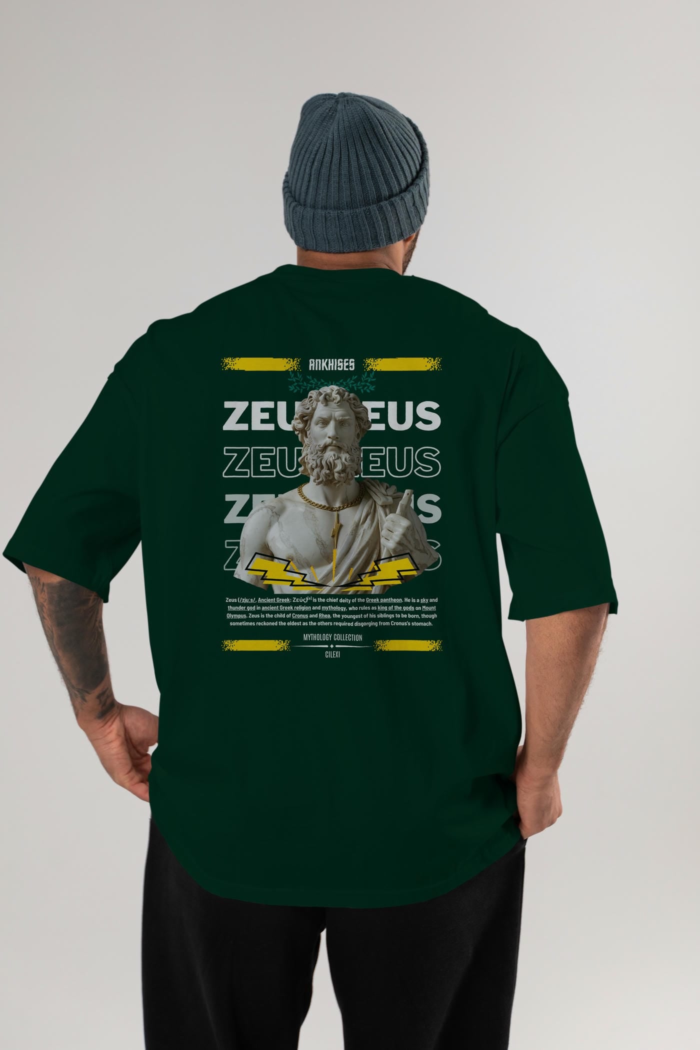 Zeus 4 Arka Baskılı Oversize t-shirt Erkek Kadın %100 Pamuk Bisiklet Yaka tişort