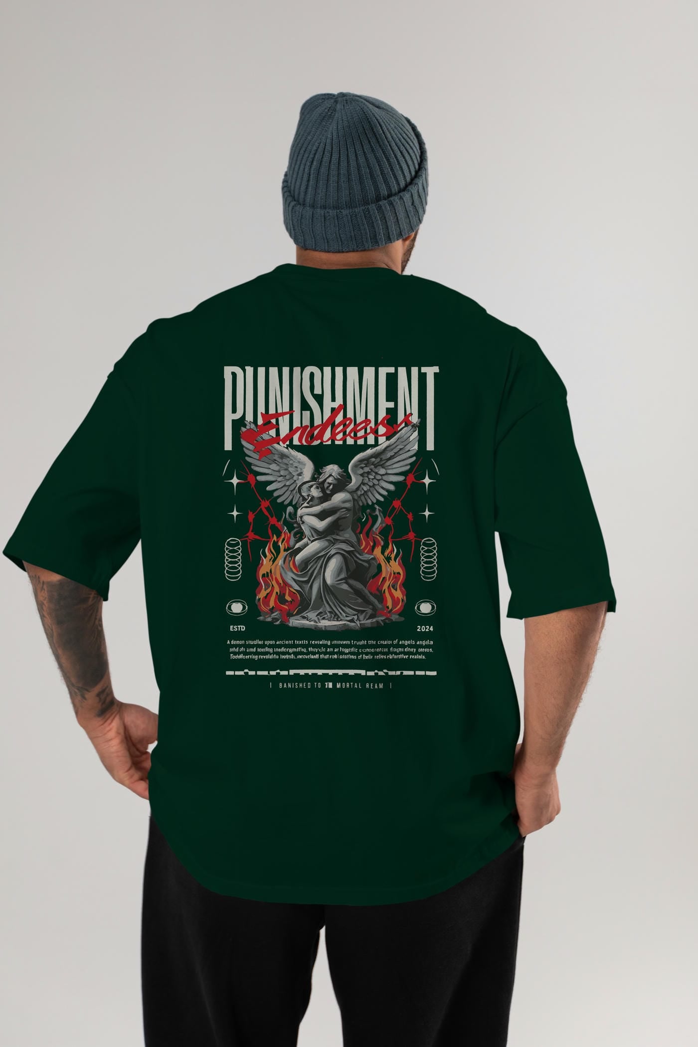 Punishment Endeess Arka Baskılı Oversize t-shirt Erkek Kadın %100 Pamuk Bisiklet Yaka tişort
