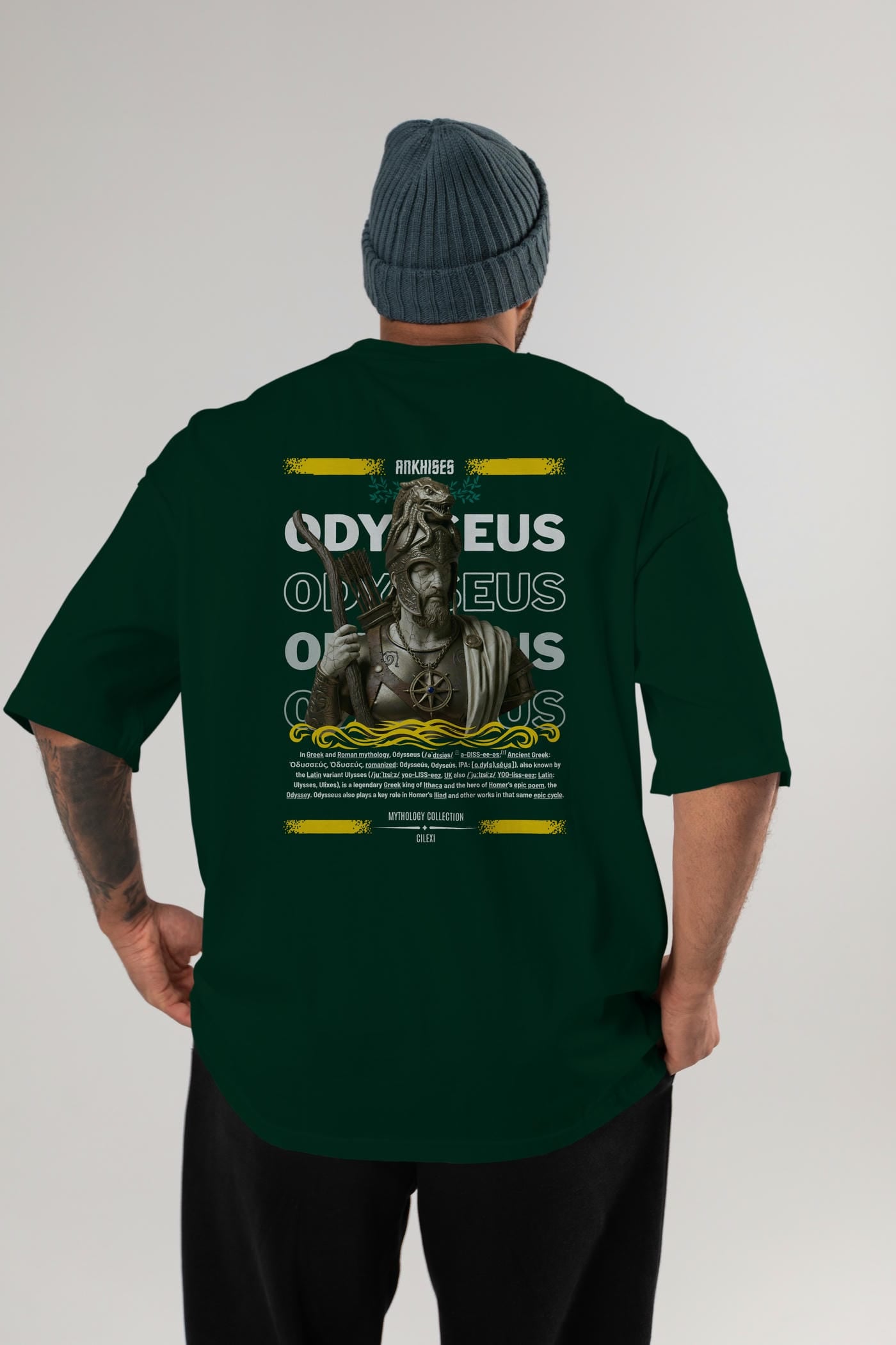 Odysseus 2 Arka Baskılı Oversize t-shirt Erkek Kadın %100 Pamuk Bisiklet Yaka tişort